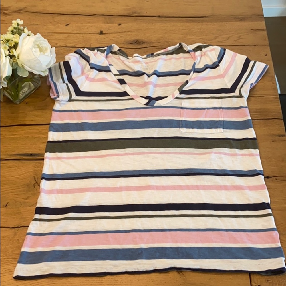 Caslon Nordstrom pink olive blue white stripe tee